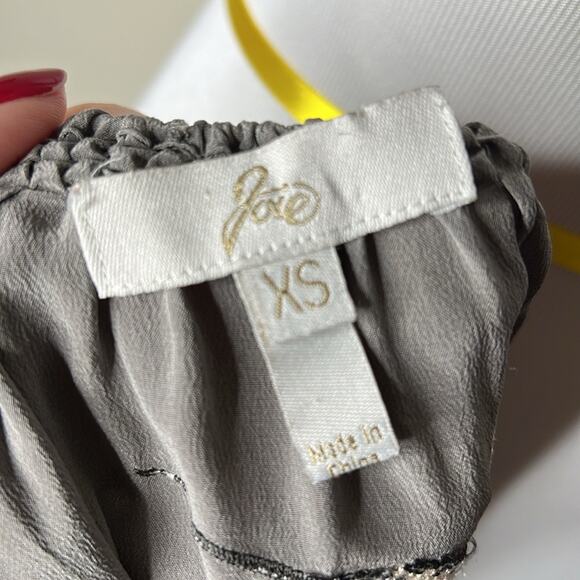 Joie Gray Silk Cross Stitched Hummingbird Tank - Picture 7 of 7